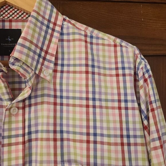 Tailorbyrd Mens Button Down Checked Dress Shirt - Picture 2 of 8